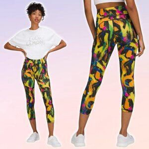 LULULEMON Invigorate High-Rise Crop 23" Sz 2 Undertone Black Multi